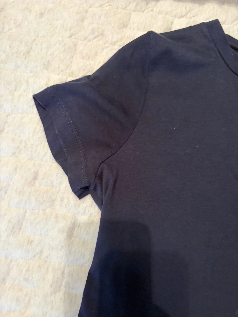 J. Crew Navy Short Sleeve V-Neck Top with Sequin Trim